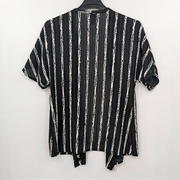 Vintage Chicos Sheer Kimono Women Size S Striped Open Front Mesh Coastal Capsule - Picture 2 of 10